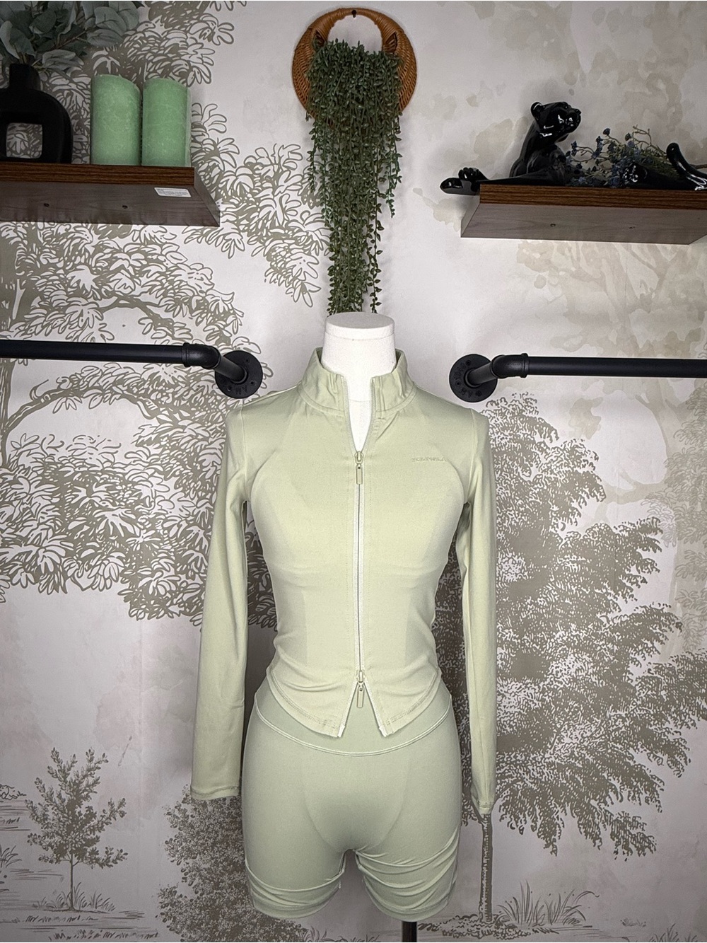 Light Green Zip-Front Athletic Jacket